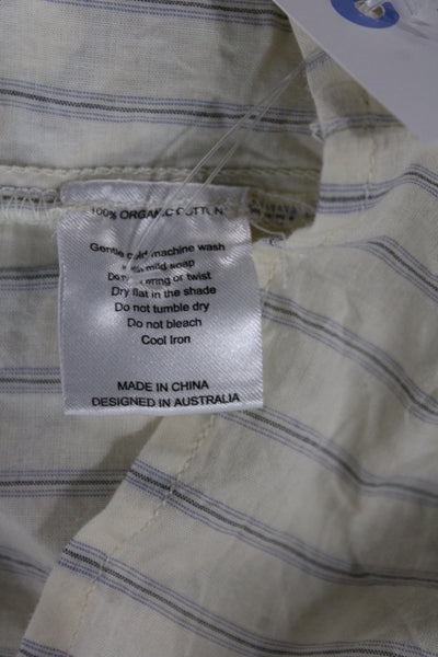 Deiji Studios Womens Beige Striped Organic Cotton Square Neck Camisole Size S