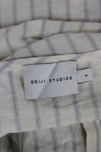Deiji Studios Womens Beige Striped Organic Cotton Square Neck Camisole Size S