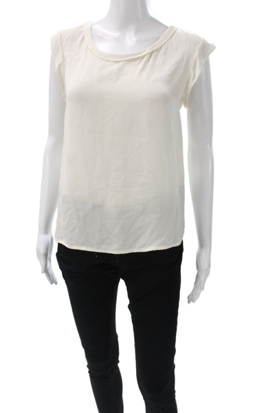 3.1 Phillip Lim Womens Ivory Silk Scoop Neck Short Sleeve Blouse Size 2