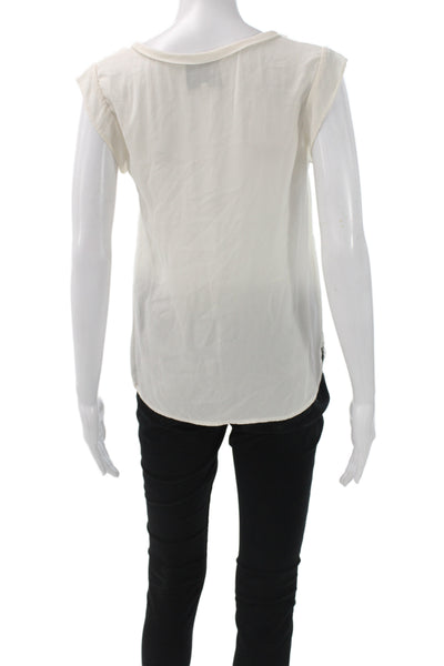 3.1 Phillip Lim Womens Ivory Silk Scoop Neck Short Sleeve Blouse Size 2
