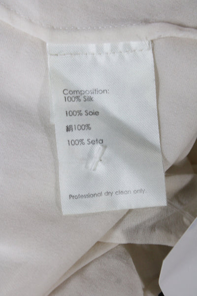 3.1 Phillip Lim Womens Ivory Silk Scoop Neck Short Sleeve Blouse Size 2