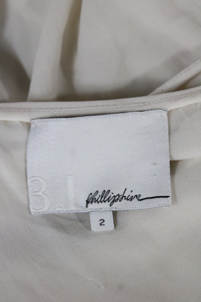 3.1 Phillip Lim Womens Ivory Silk Scoop Neck Short Sleeve Blouse Size 2