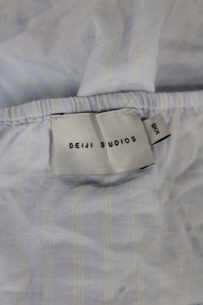 Deiji Studios Women Camisole Blue Halter Striped Organic Cotton Tie Size 2XS