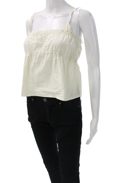 Deiji Studios Women Camisole White Striped Square Neck Cotton Size XS