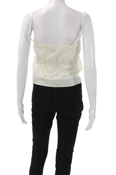 Deiji Studios Women Camisole White Striped Square Neck Cotton Size XS