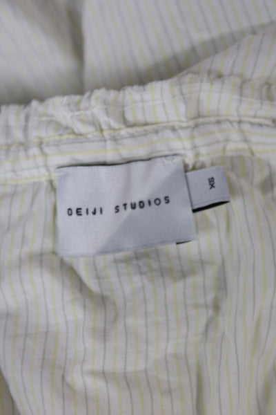 Deiji Studios Women Camisole White Striped Square Neck Cotton Size XS