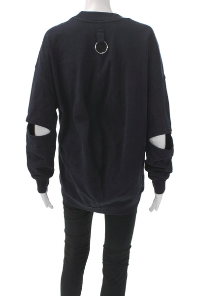 Tibi Women Black Cotton Hoodie Pullover Crewneck Long Sleeve Size 2XS