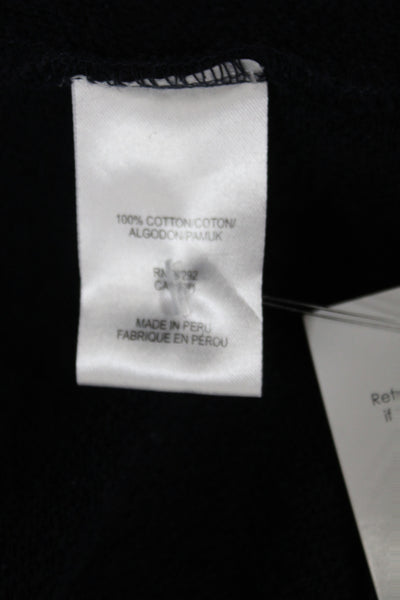 Tibi Women Black Cotton Hoodie Pullover Crewneck Long Sleeve Size 2XS