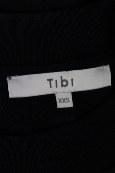 Tibi Women Black Cotton Hoodie Pullover Crewneck Long Sleeve Size 2XS