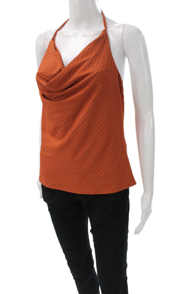 Ramy Brook Womens Striped Orange Cowl Neck Sleeveless Camisole Size XS