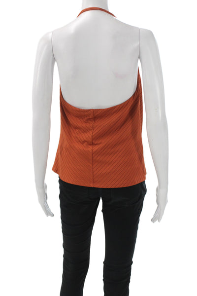 Ramy Brook Womens Striped Orange Cowl Neck Sleeveless Camisole Size XS