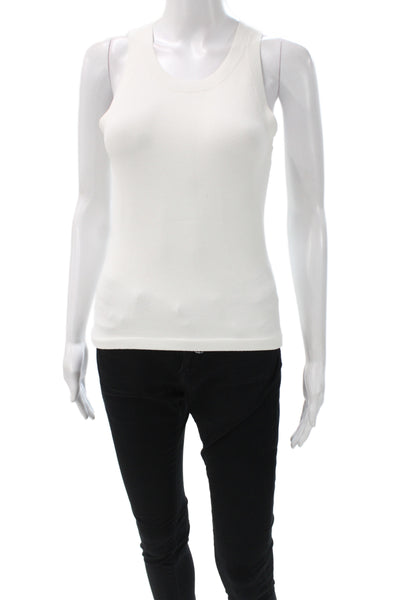 Autumn Cashmere Women White Basic Tank Scoop Neck Sleeveless Viscose Size XS