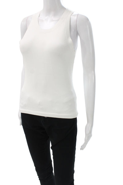 Autumn Cashmere Women White Basic Tank Scoop Neck Sleeveless Viscose Size XS