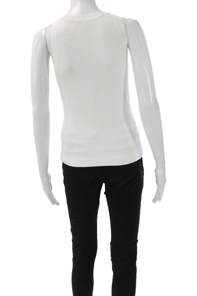 Autumn Cashmere Women White Basic Tank Scoop Neck Sleeveless Viscose Size XS