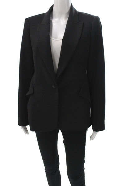 L'Agence Women Basic Jacket Black Button Polyester Long Sleeve Size 8