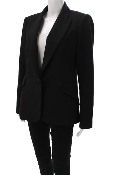 L'Agence Women Basic Jacket Black Button Polyester Long Sleeve Size 8