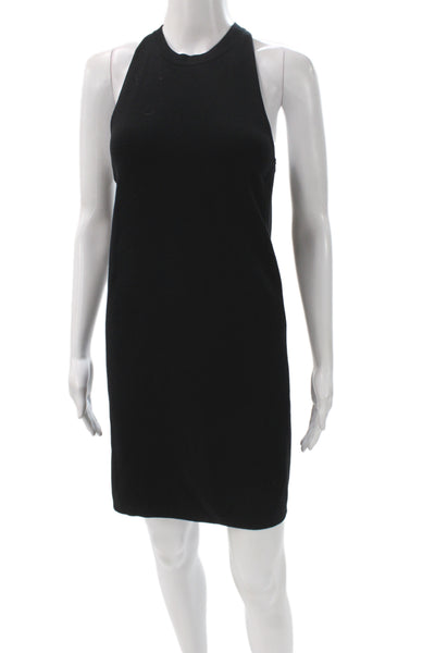 Theory Women Petite Black Tank Dress Sleeveless Crew Neck Short Size S