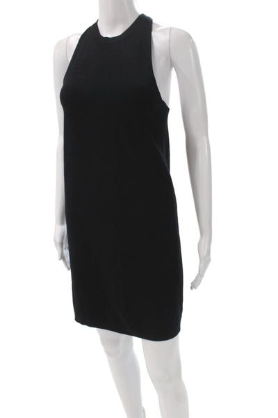 Theory Women Petite Black Tank Dress Sleeveless Crew Neck Short Size S