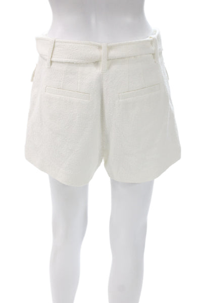 ALC Women Ivory Textured Utility Shorts Buckle Size 4