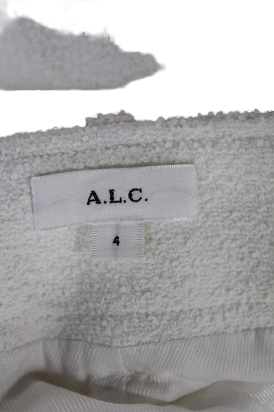 ALC Women Ivory Textured Utility Shorts Buckle Size 4
