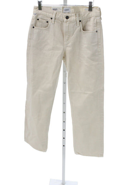 Citizens of Humanity Women Straight Jeans Beige Mid-Rise Cotton Size 24