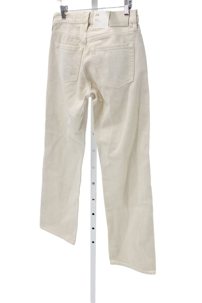 Citizens of Humanity Women Straight Jeans Beige Mid-Rise Cotton Size 24