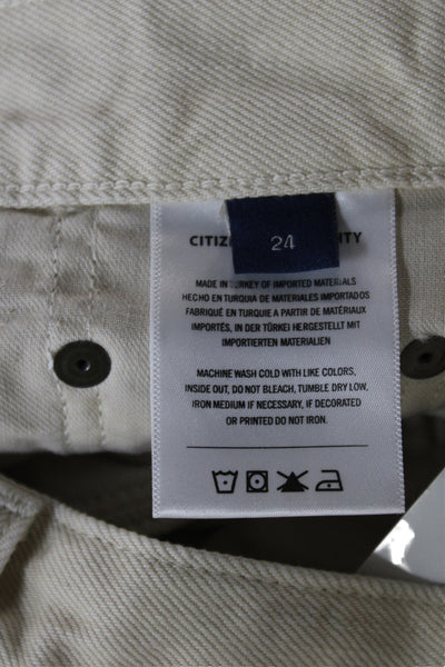 Citizens of Humanity Women Straight Jeans Beige Mid-Rise Cotton Size 24