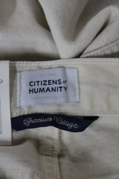 Citizens of Humanity Women Straight Jeans Beige Mid-Rise Cotton Size 24