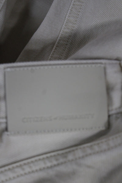 Citizens of Humanity Women Straight Jeans Beige Mid-Rise Cotton Size 24