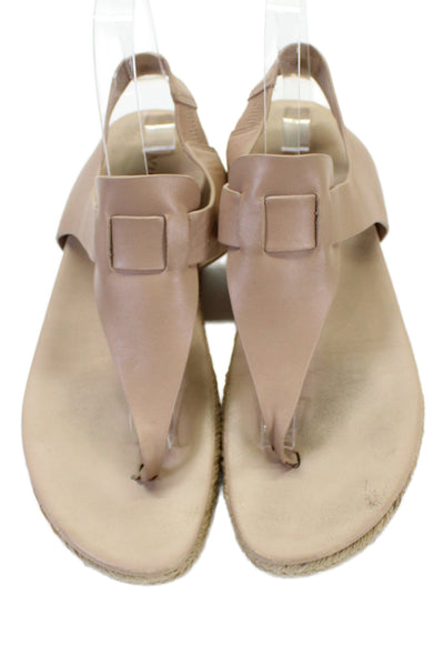 Vince Womens Wedge Heel Leather Ankle T Strap Espadrilles Sandals Brown Size 8M