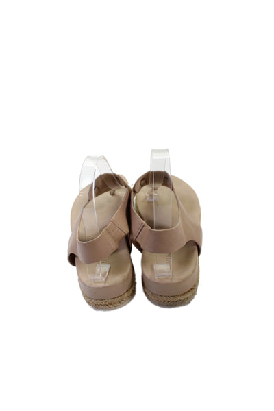 Vince Womens Wedge Heel Leather Ankle T Strap Espadrilles Sandals Brown Size 8M