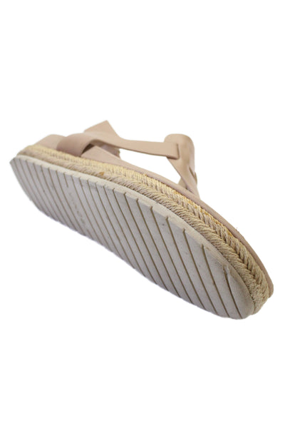 Vince Womens Wedge Heel Leather Ankle T Strap Espadrilles Sandals Brown Size 8M