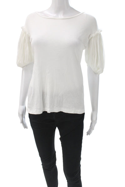 Antipast Womens White Cotton Jersey Boat Neck Short Sleeve Top Size S