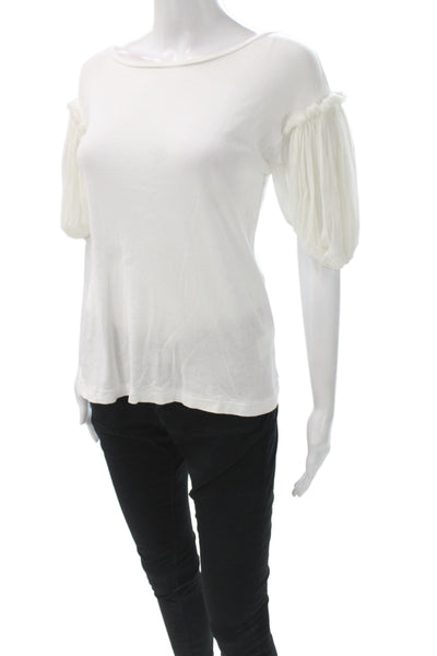 Antipast Womens White Cotton Jersey Boat Neck Short Sleeve Top Size S