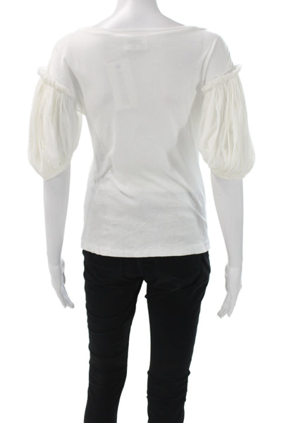 Antipast Womens White Cotton Jersey Boat Neck Short Sleeve Top Size S