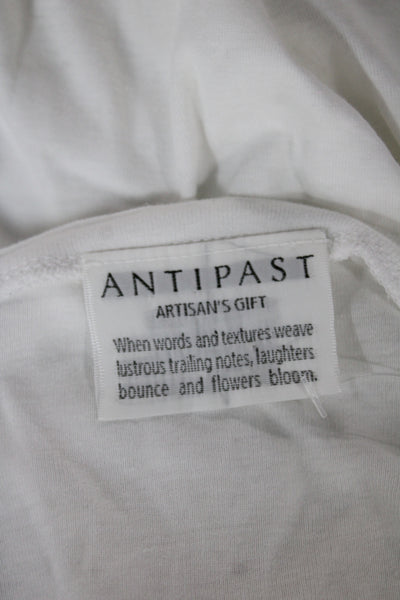Antipast Womens White Cotton Jersey Boat Neck Short Sleeve Top Size S
