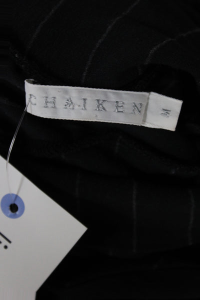 Chaiken Women Black Striped Turtleneck Tunic Blouse Long Sleeve Size M