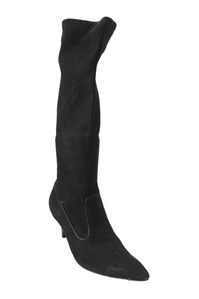 Cole Haan Womens Slip On Cone Heel Suede Knee High Boots Black Size 8.5