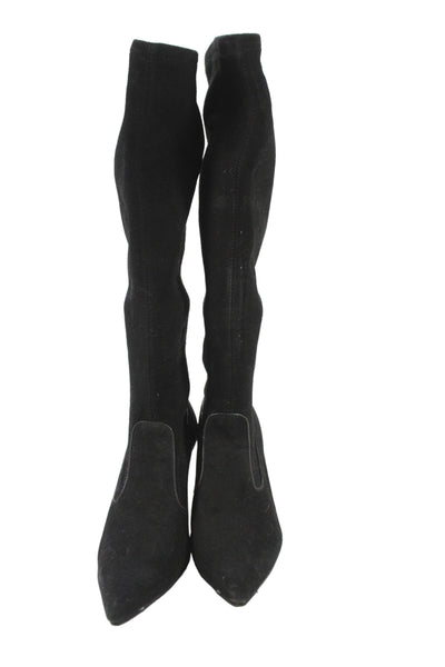 Cole Haan Womens Slip On Cone Heel Suede Knee High Boots Black Size 8.5