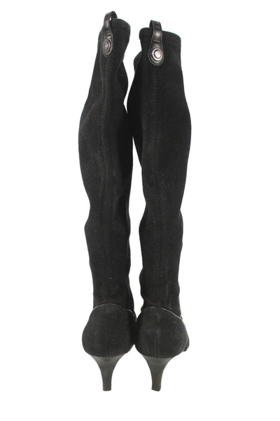 Cole Haan Womens Slip On Cone Heel Suede Knee High Boots Black Size 8.5