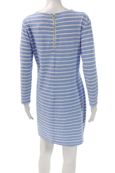 STS Sail To Sable Womens Shift Striped Blue Long Sleeve Round Neck Dress Size M
