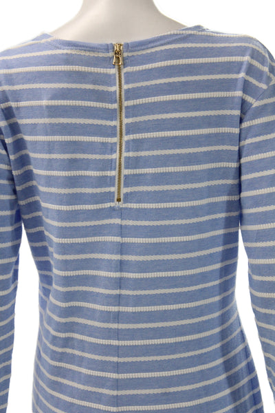STS Sail To Sable Womens Shift Striped Blue Long Sleeve Round Neck Dress Size M