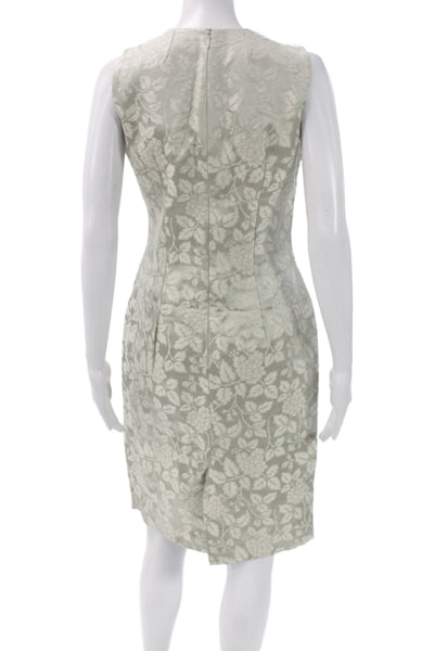 Pratis Womens Sheath Dress Green Brocade Floral Sleeveless Knee-length Size 42