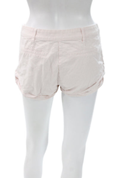 Brandy Melville Women Cut-Off Pink Cotton Striped Button Shorts Size One Size