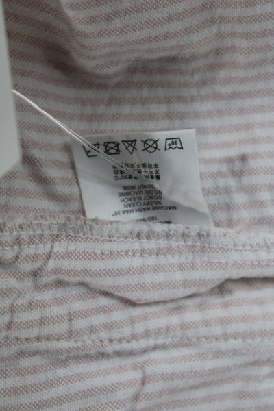 Brandy Melville Women Cut-Off Pink Cotton Striped Button Shorts Size One Size