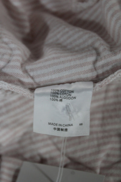 Brandy Melville Women Cut-Off Pink Cotton Striped Button Shorts Size One Size