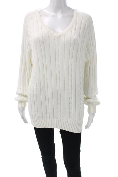 Brandy Melville Womens Pullover Sweater V-Neck Long Sleeve White Size One Size