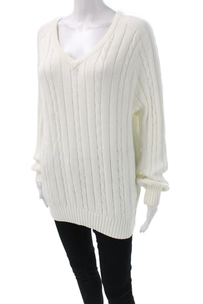 Brandy Melville Womens Pullover Sweater V-Neck Long Sleeve White Size One Size