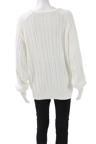Brandy Melville Womens Pullover Sweater V-Neck Long Sleeve White Size One Size