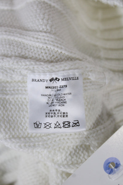 Brandy Melville Womens Pullover Sweater V-Neck Long Sleeve White Size One Size